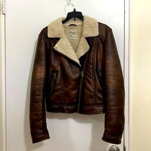 Pull And Bear Aviator Brown Jacket